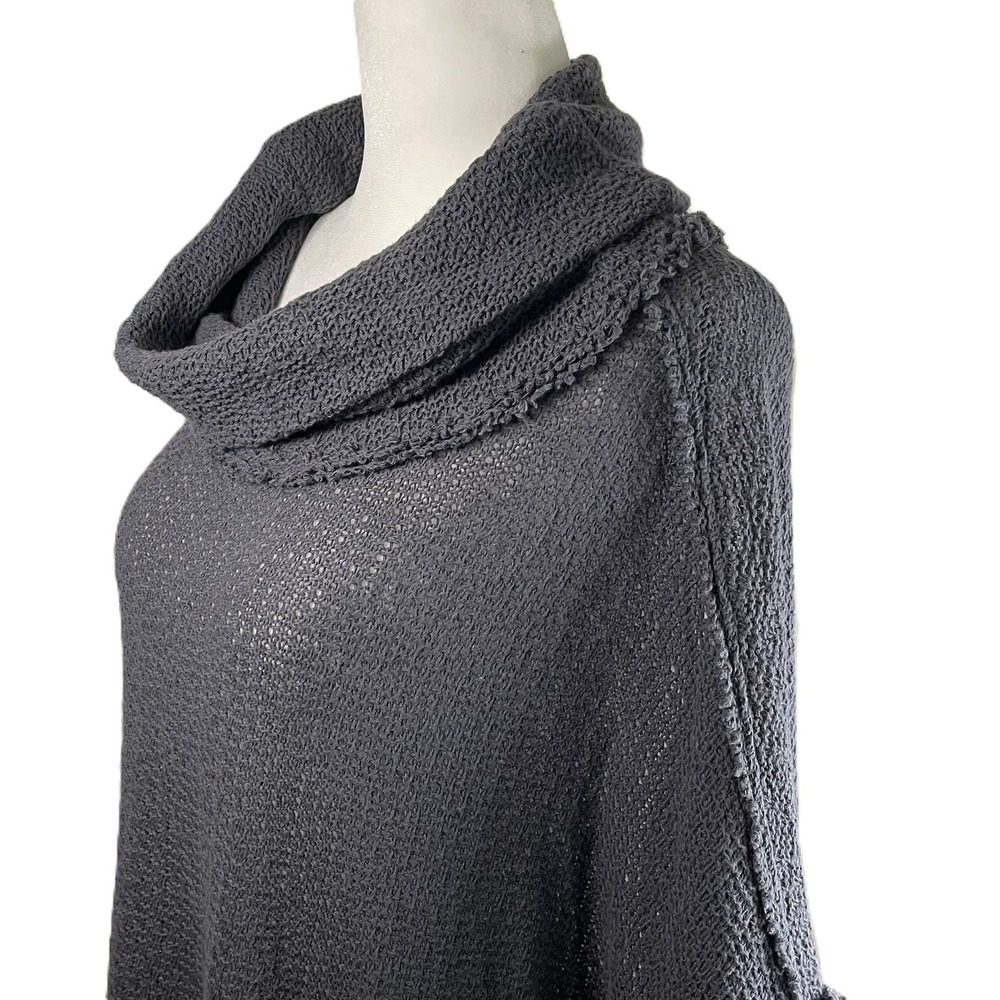We The Free XS So Comfy Tee Sweater Charcoal Gray Knit Cowl Neck Slouchy Top - Picture 8 of 14
